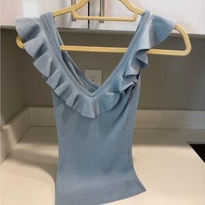 Zimmermann Light Blue Ruffled Blouse